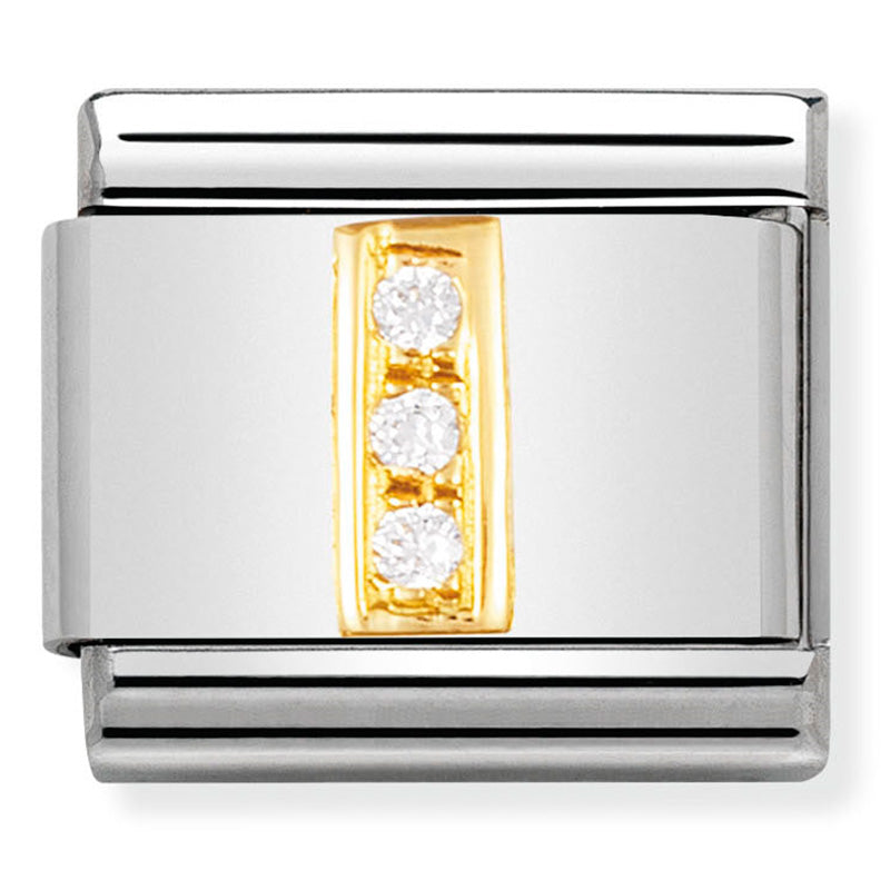 LETTERS st/steel, 18ct gold & cz (Letter I)