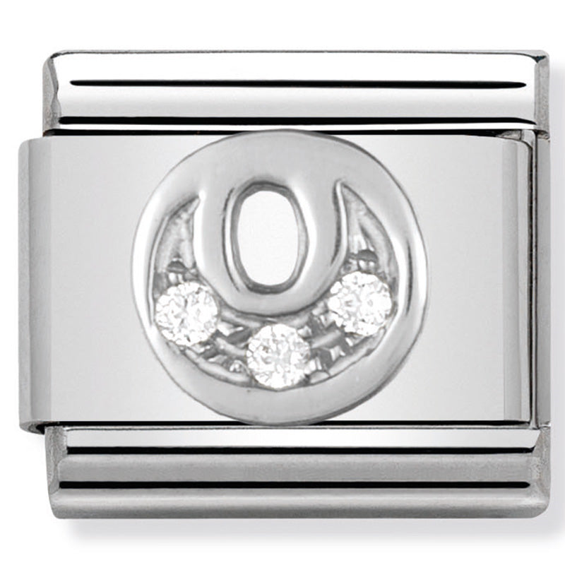 ALPHABET st/steel, CZ & silver 925 (Letter O)