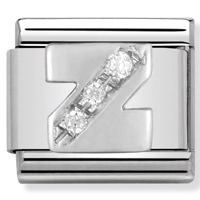 ALPHABET st/steel, CZ & silver 925 (Letter Z)