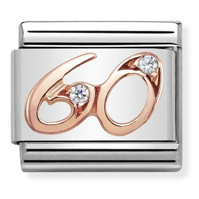 ROSE GOLD NUMBERS st/st, CZ & 9ct rose gold (60)