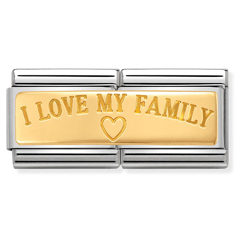 DOUBLE ENGRAVED st/steel, 18ct gold (I Love my Family)