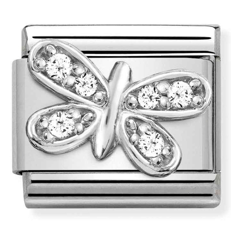 NOM-330304 35 COMP Classic SYMBOLS st/steel, CZ & silver 925 (Butterfly with cz)