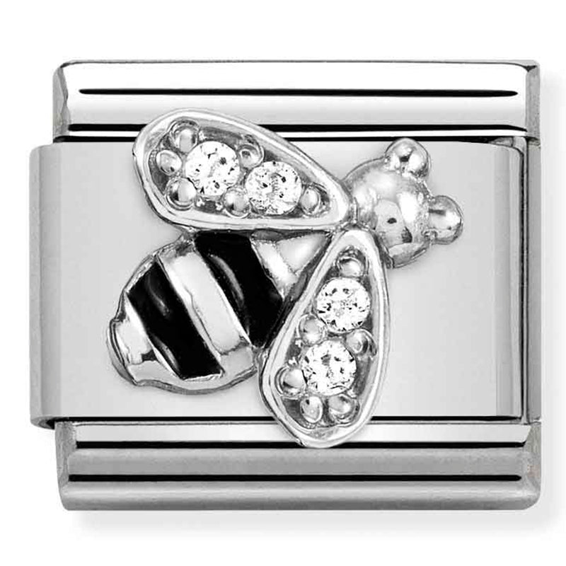 SYMBOLS st/steel, enamel, CZ & silver 925 (Bee)