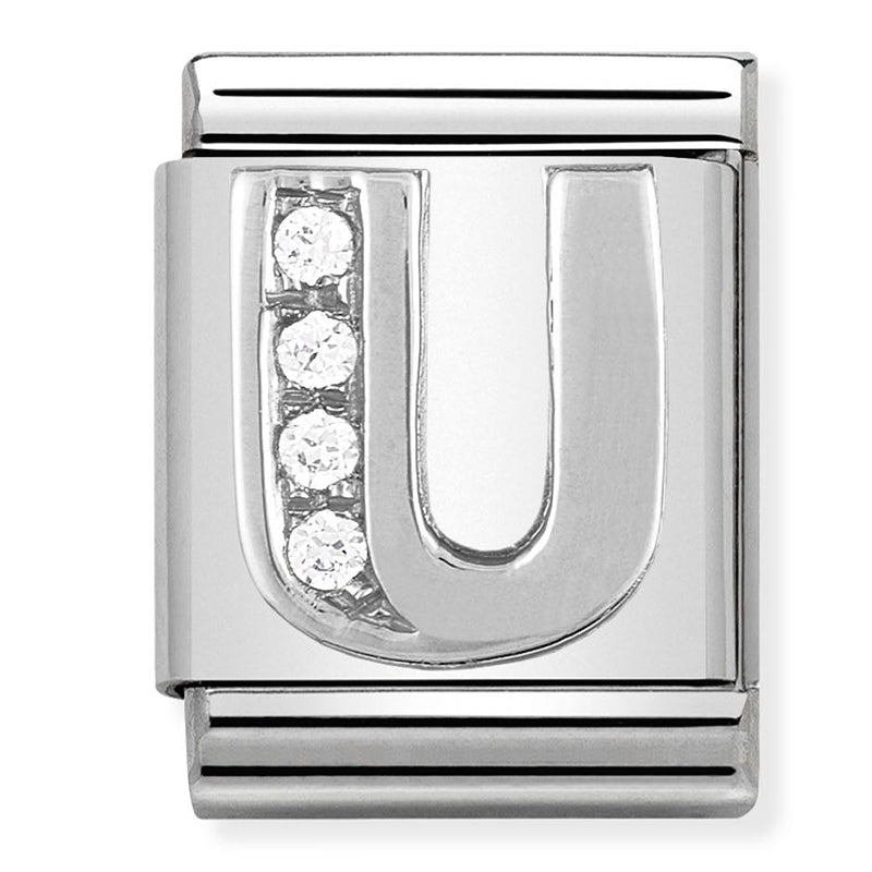 BIG LETTERS st/steel, 925 silver & cz (U)