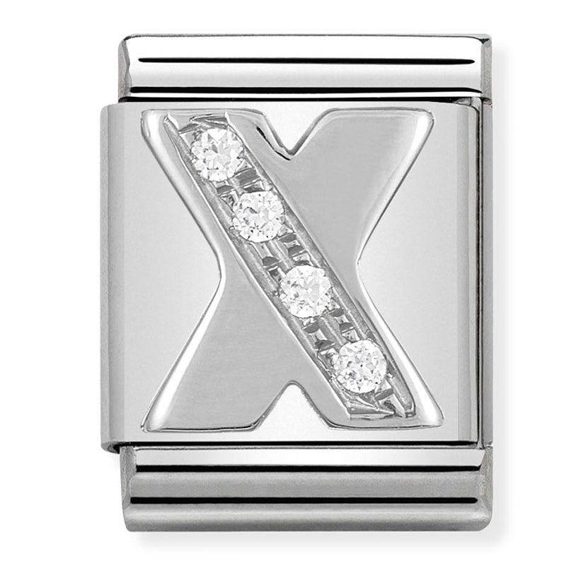 BIG LETTERS st/steel, 925 silver & cz (X)
