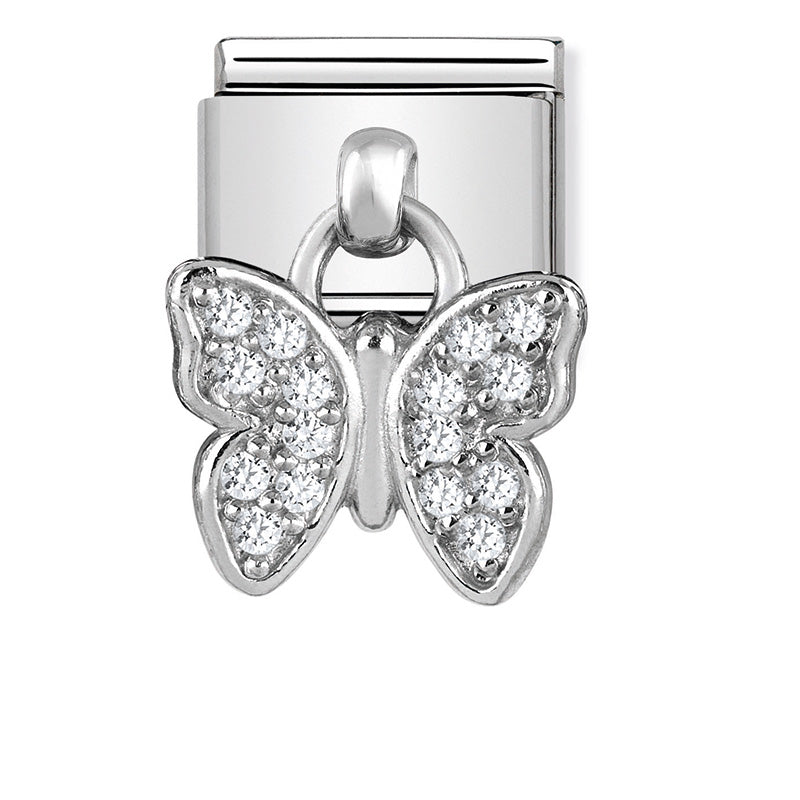CHARMS st/st, sterling silver & cz (Butterfly)