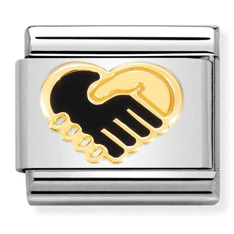 SYMBOLS st/steel, enamel & 18ct gold (Heart Handshake)