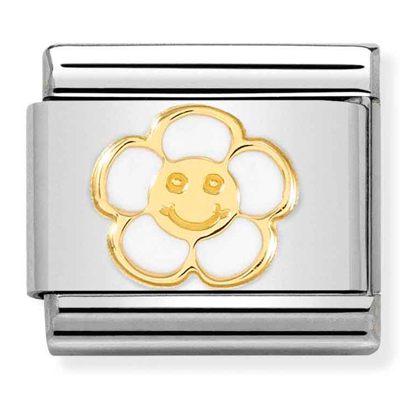 SYMBOLS st/steel, enamel & 18ct gold (Flower with Smile)