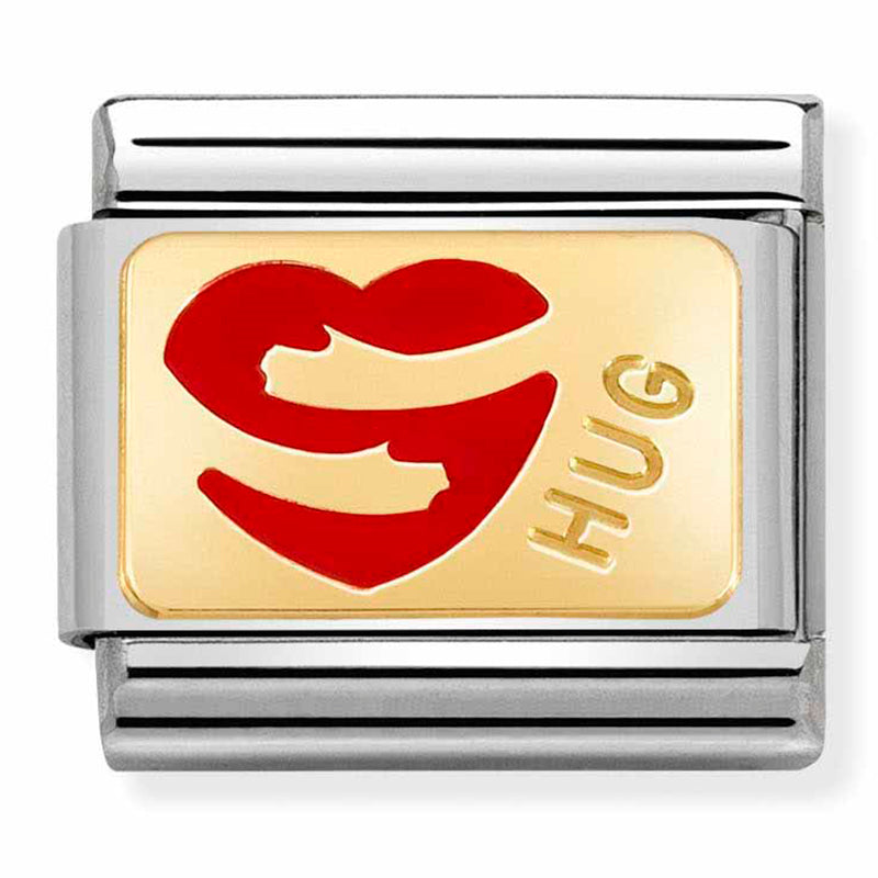 PLATES st/steel, enamel & 18ct gold (Red Heart Hug)