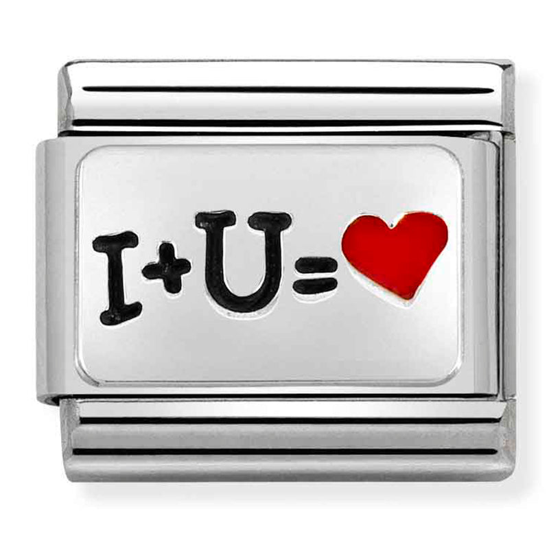 OXIDISED PLATES st/steel, enamel and silver 925 (I+U Heart)
