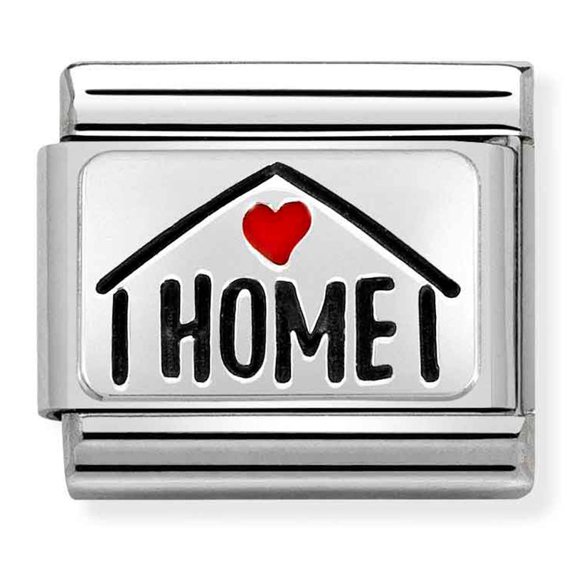 OXIDISED PLATES st/steel, enamel and silver 925 (Home with Red Heart)