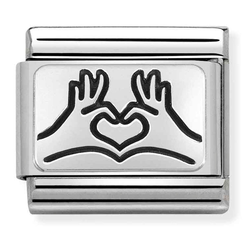 OXIDISED PLATES 2 st/steel & sterling silver (Heart Hands)