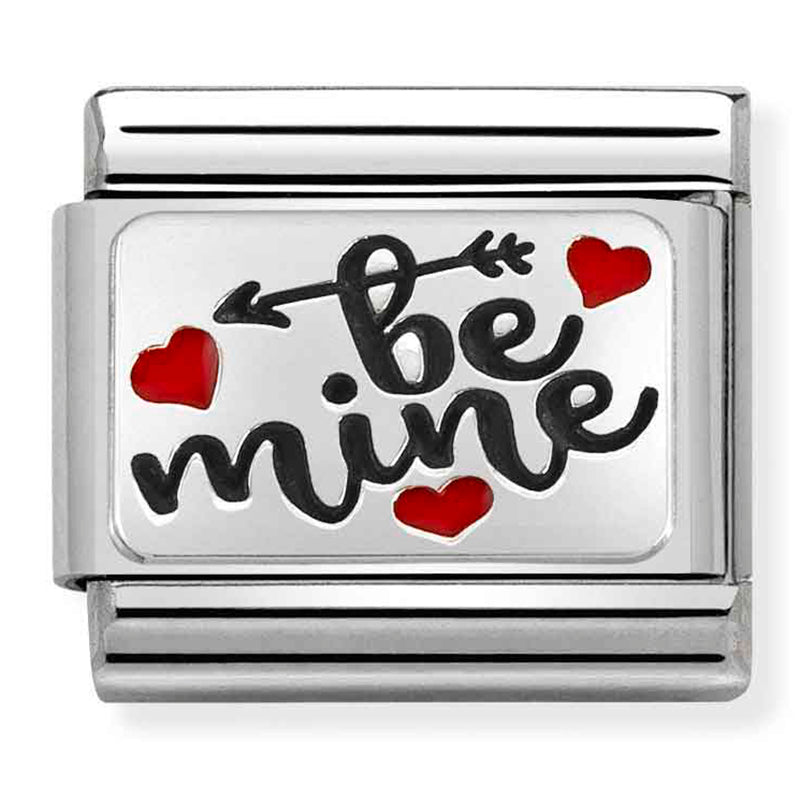 OXIDISED PLATES st/steel, enamel and silver 925 (Be Mine with Hearts)