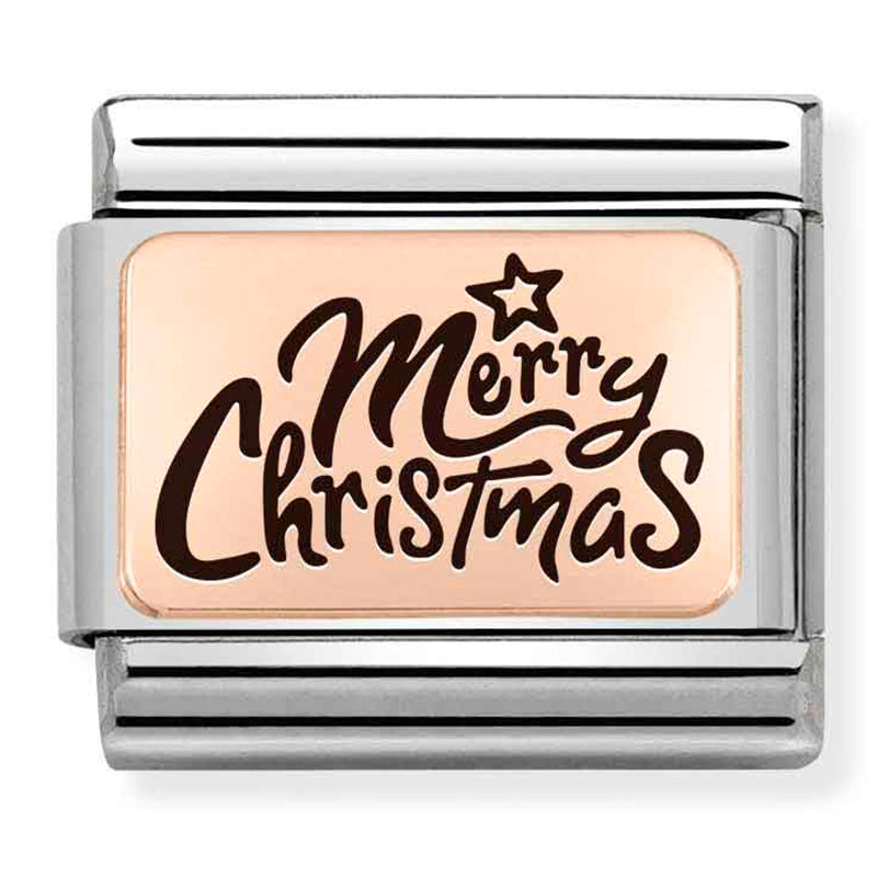 PLATES st/steel & 9ct rose gold (Merry Christmas)