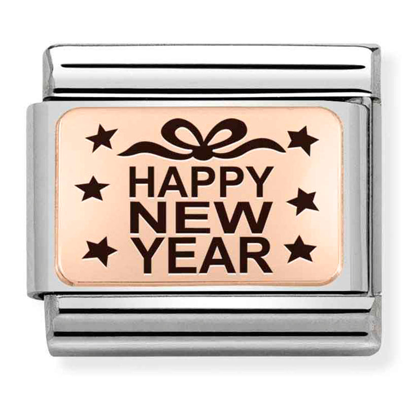 PLATES st/steel & 9ct rose gold (Happy New Year)