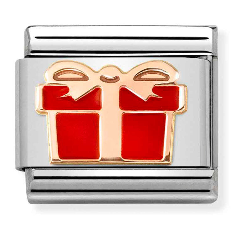 SYMBOLS st/steel, 9ct rose gold & enamel (Red Gift Box)