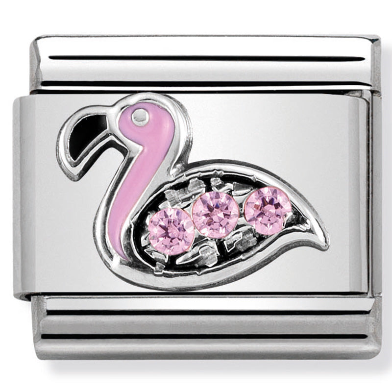 SYMBOLS st/steel, CZ & silver 925 (Pink Flamingo)