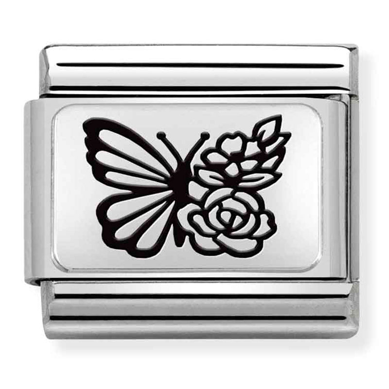 PLATES (IC) steel and 925 silver Butterfly FLOWERS
