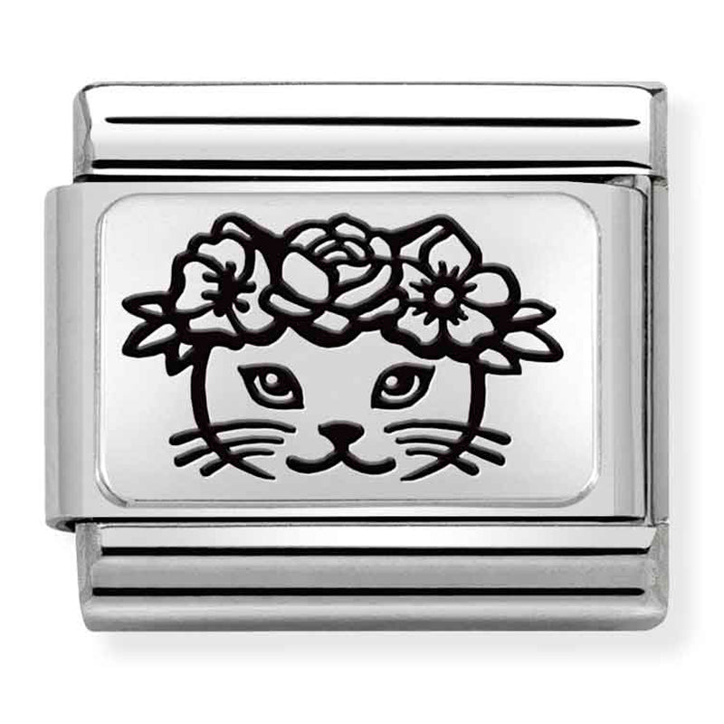 PLATES (IC) steel and 925 silver Cat FLOWERS