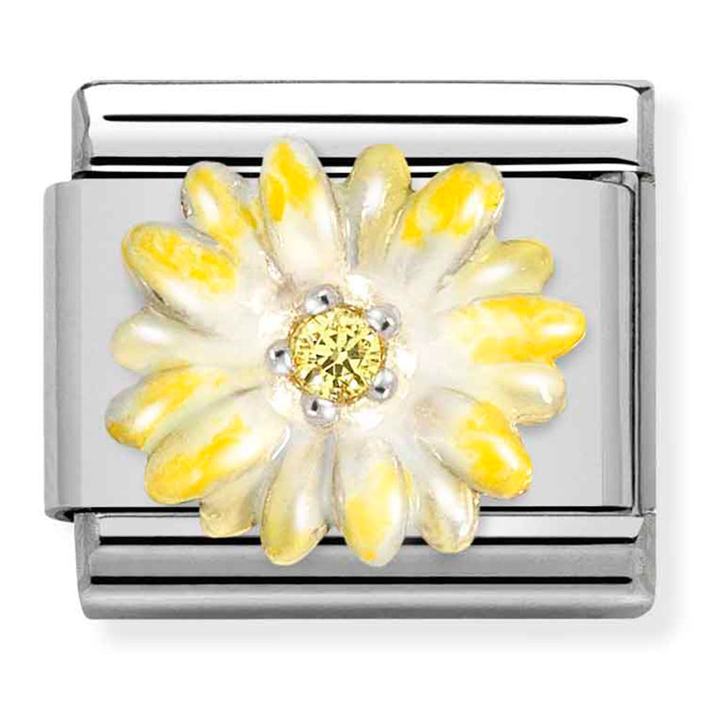 SYMBOLS stainless steel, enamel, Cub, Zirc and 925 silver YELLOW flower