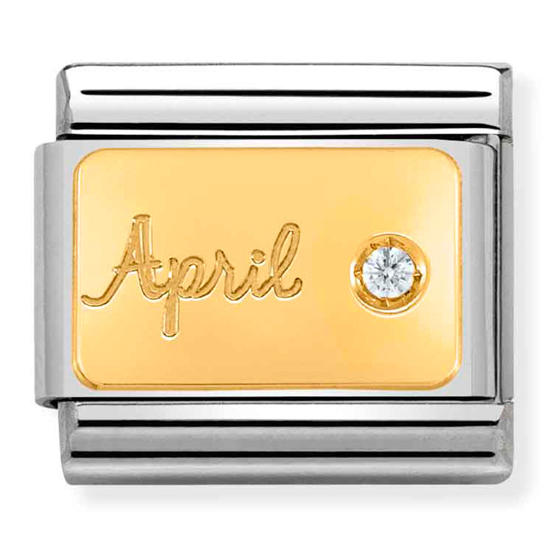 MONTH STONE in steel, stones and 750 gold (April DIAMOND)