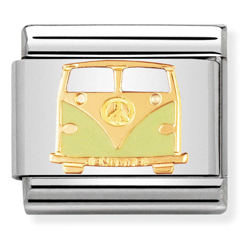 PEACE & LOVE st/steel, enamel & 18ct gold (Van)