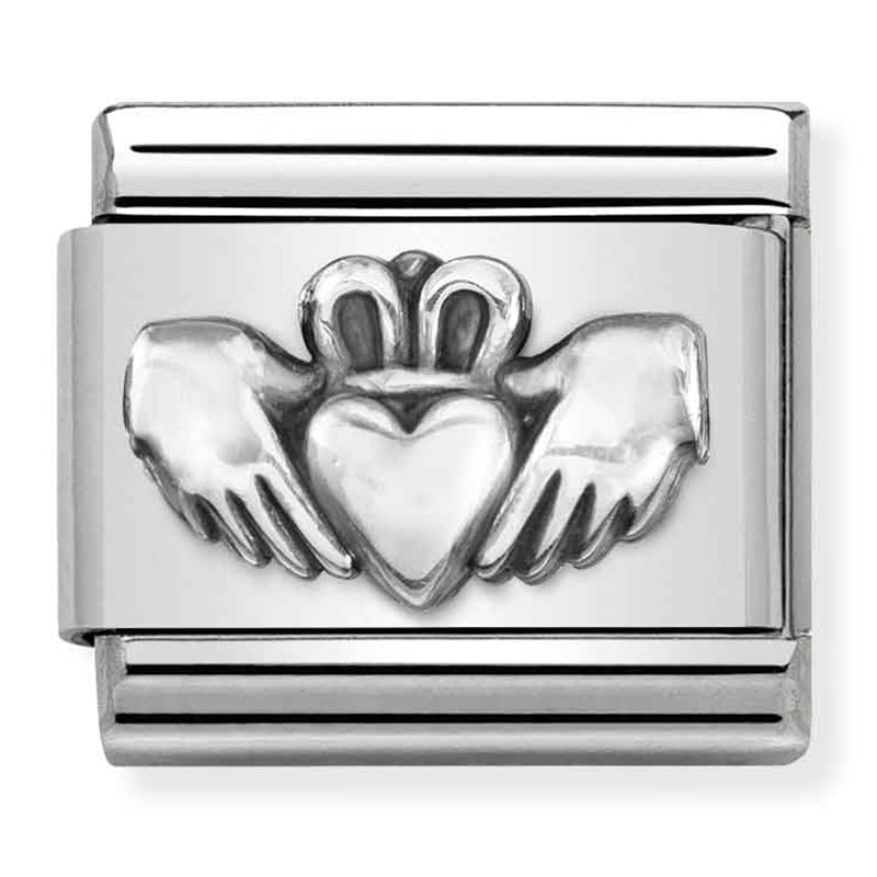 NOM-330101 53 COMP Classic OXIDISED SYMBOLS st/steel & sterling silver (Claddagh)