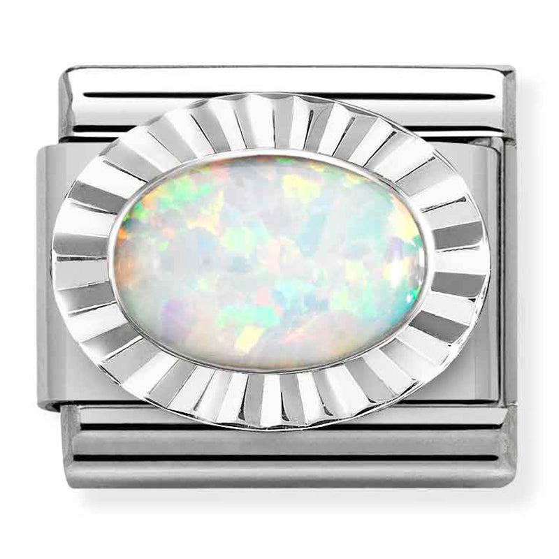 STONES st/steel, DIA OVAL silver 925 WHITE OPAL