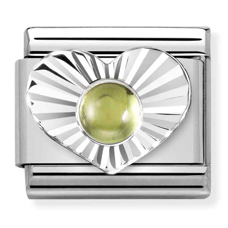 NOM-330508 36 COMP Classic STONES st/steel, DIA HEART silver 925 PERIDOT