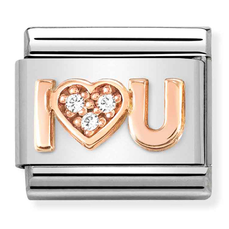 SYMBOL st/st, cz & 9ct rose gold (I Heart You)