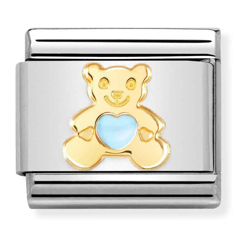 SYMBOLS st/steel,18ct gold & enamel (Light Blue Bear)