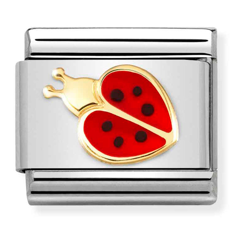 SYMBOLS st/steel,18ct gold & enamel (Red & Black Ladybird)