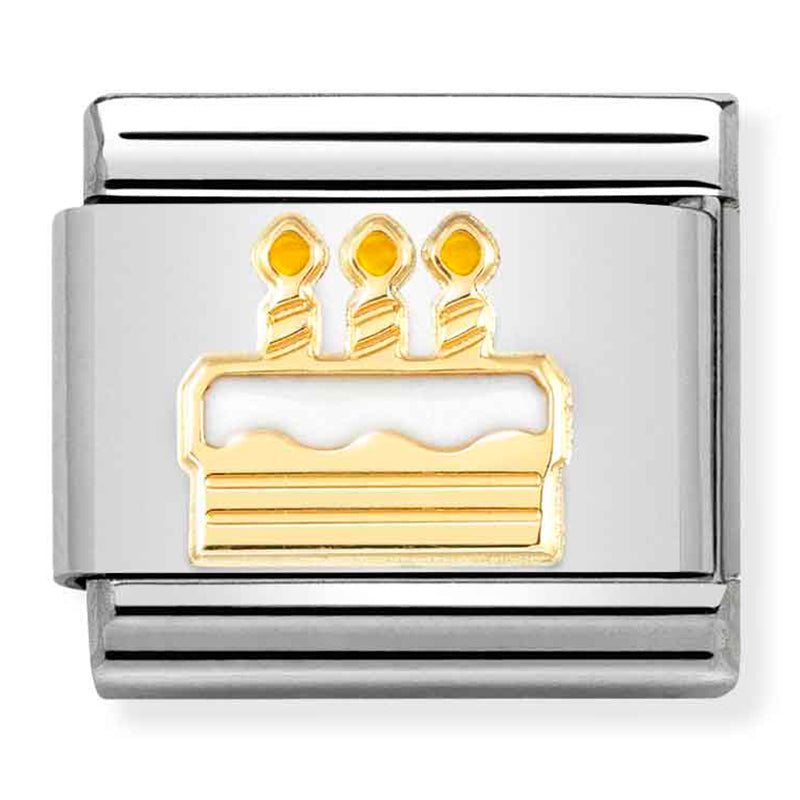 SYMBOLS st/steel,18ct gold & enamel (White Birthday Cake)