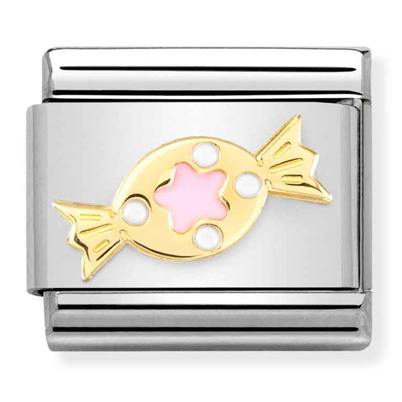 SYMBOLS st/steel,18ct gold & enamel (Pink Sweet)