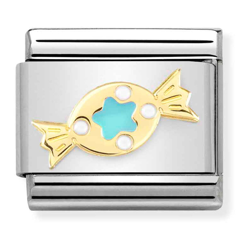 SYMBOLS st/steel,18ct gold & enamel (Turquoise Sweet)
