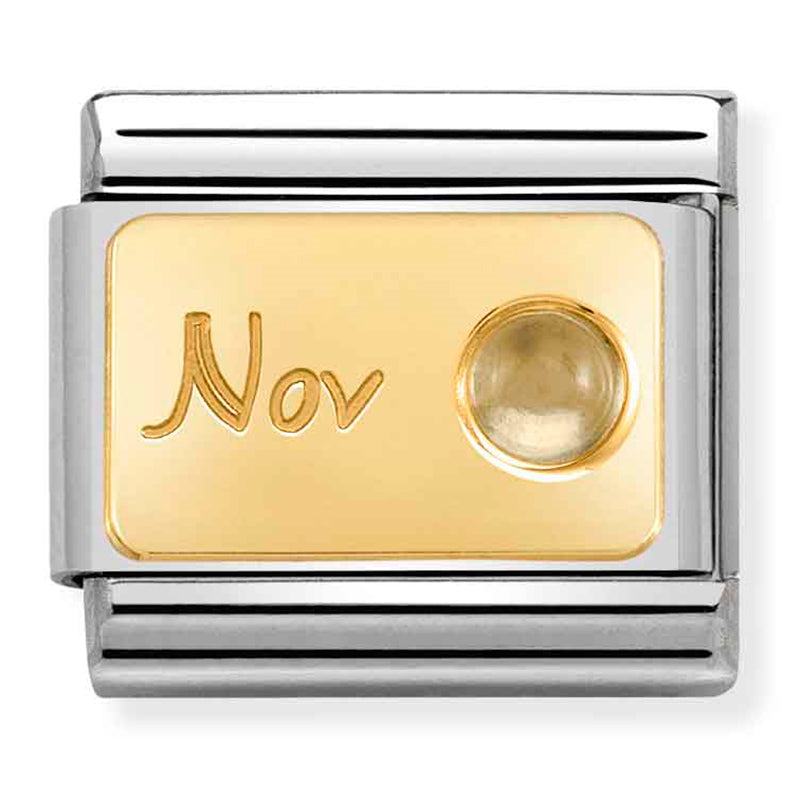 MONTH STONE in steel, stones and 750 gold (November CITRINE)