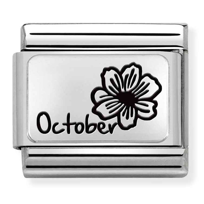 NOM-330112 22 COMP Classic MONTH FLOWER PLATES (IC) steel and 925 silver October