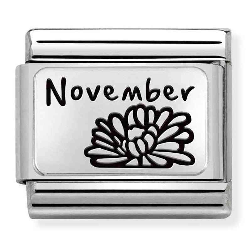 NOM-330112 23 COMP Classic MONTH FLOWER PLATES (IC) steel and 925 silver November