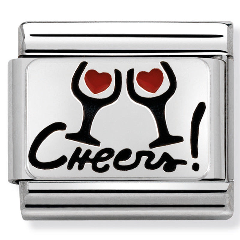 NOM-330208 07 COMP Classic OXIDISED PLATES st/steel, enamel & silver 925 (Cheers with glasses)
