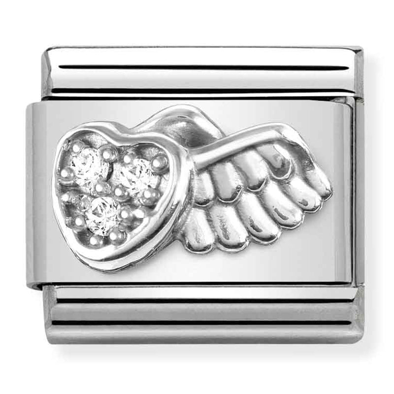 NOM-330304 42 COMP Classic SYMBOLS st/steel, CZ & silver 925 (Winged heart)