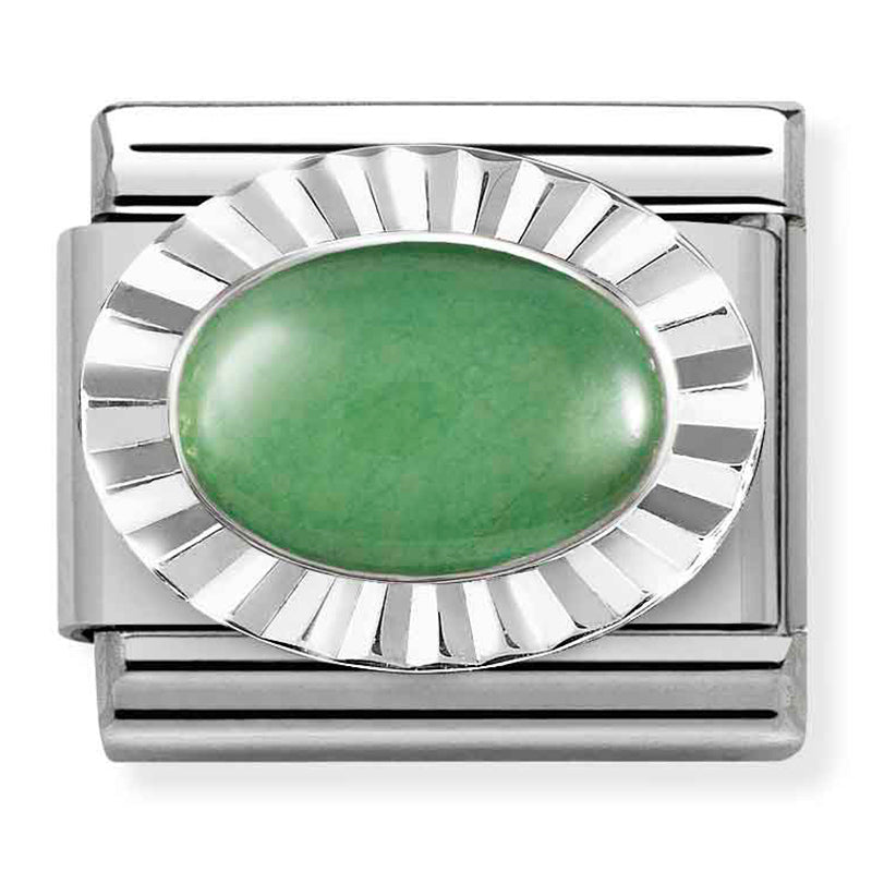 NOM-330507 23 COMP Classic STONES st/steel, DIA OVAL silver 925 GREEN AVENTURINE