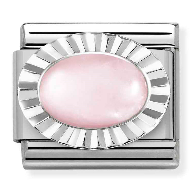 NOM-330507 39 COMP Classic STONES st/steel, DIA OVAL silver 925 ROSE QUARTZ