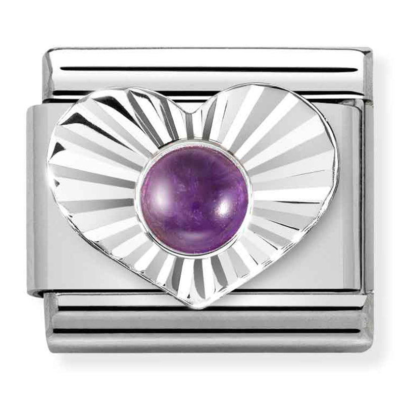 NOM-330508 35 COMP Classic STONES st/steel, DIA HEART silver 925 AMETHYST
