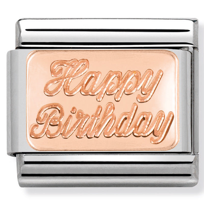 NOM-430101 29 COMP Classic ROSE GOLD PLATE st/st, 9ct rose gold (Happy Birthday)