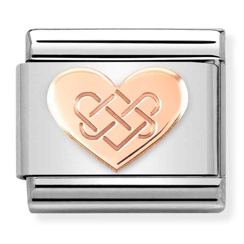 NOM-430104 38 COMP Classic SYMBOLS st/steel & 9ct rose gold (Celtic Knot Heart)