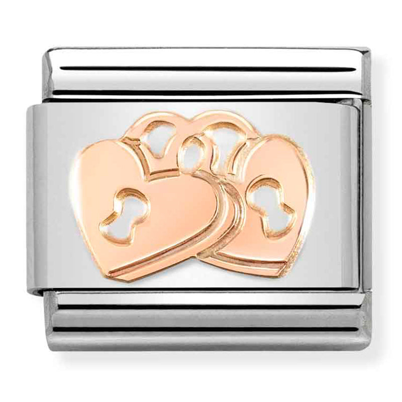 NOM-430104 39 COMP Classic SYMBOLS st/steel & 9ct rose gold (Padlock Heart)