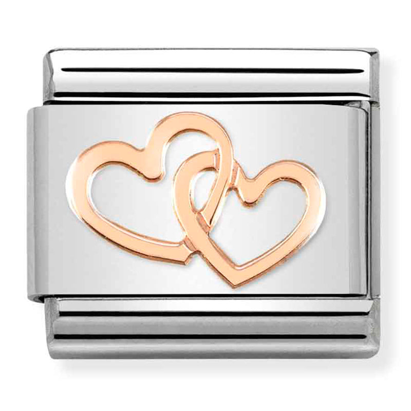 NOM-430104 41 COMP Classic SYMBOLS st/steel & 9ct rose gold (Linked Hearts)