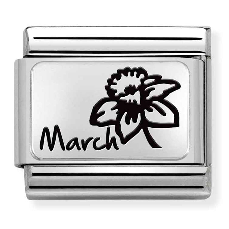 NOM-330112 15 COMP Classic MONTH FLOWER PLATES (IC) steel and 925 silver March