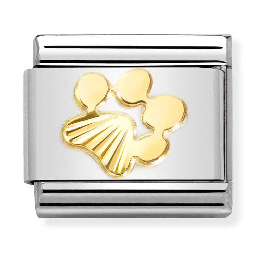 NOM-030149 44 COMP Classic SYMBOLS st/steel & 18ct gold (Etched Paw Print)
