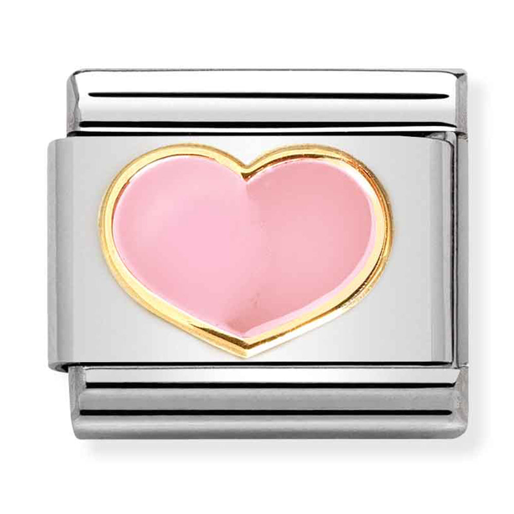 NOM-030283 21 COMP Classic LOVE 2 st/steel, enamel & 18ct gold (Pink Heart)